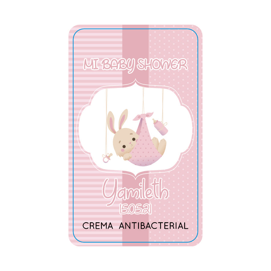 Gel Antibacterial ó Crema para Fiesta Baby Shower Bautizo Perzona