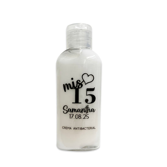 Gel Antibacterial ó Crema para XV Años Personalizado Mod. 49 Cora