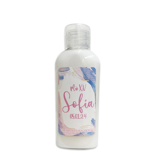 Gel Antibacterial ó Crema para XV Años Personalizado Mod. 47 Marm