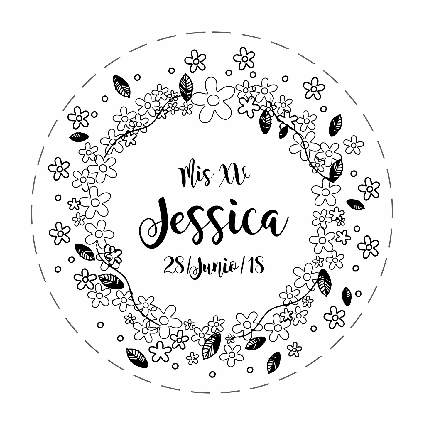 Cilindro para XV años - Mod. 155 Corona Floral 🧴 | Festiboda