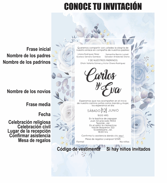 Invitación Mod . 10 Marco Blanco | Festiboda