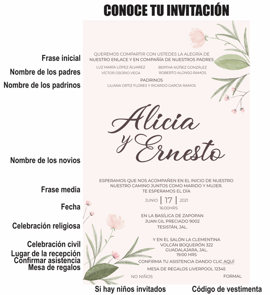 Invitación Mod . 19 Rosa | Festiboda