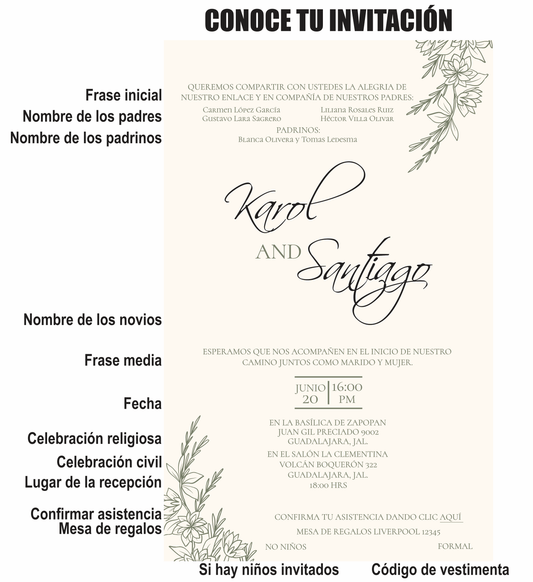 Invitación Mod . 20 Hojitas | Festiboda