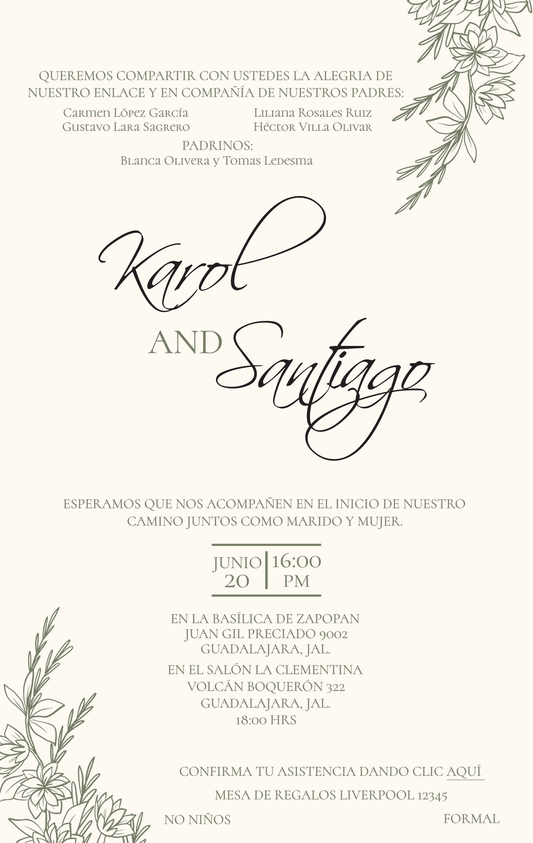 Invitación Mod . 20 Hojitas | Festiboda