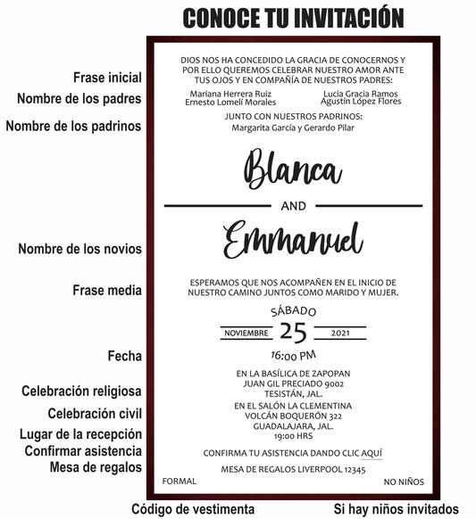 Invitación Mod . 21 Tinto | Festiboda