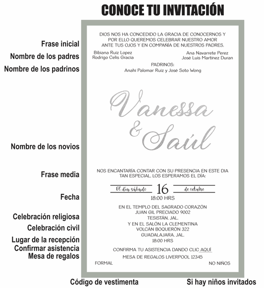 Invitación Mod . 22 Gris | Festiboda