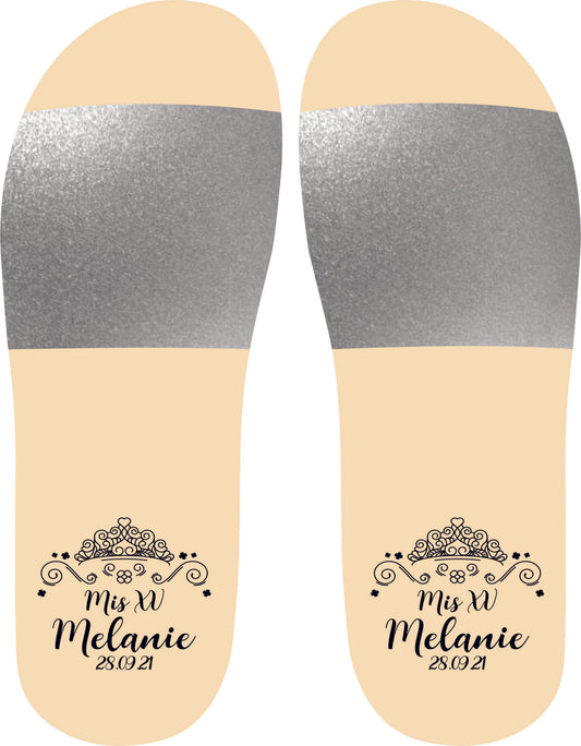 Chancleta para XV años - Mod.27 Corona y Flores 🩴 | Festiboda