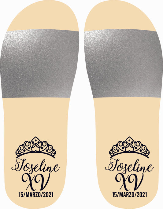 Chancleta para XV años - Mod.28 Corona Corazón 🩴 | Festiboda