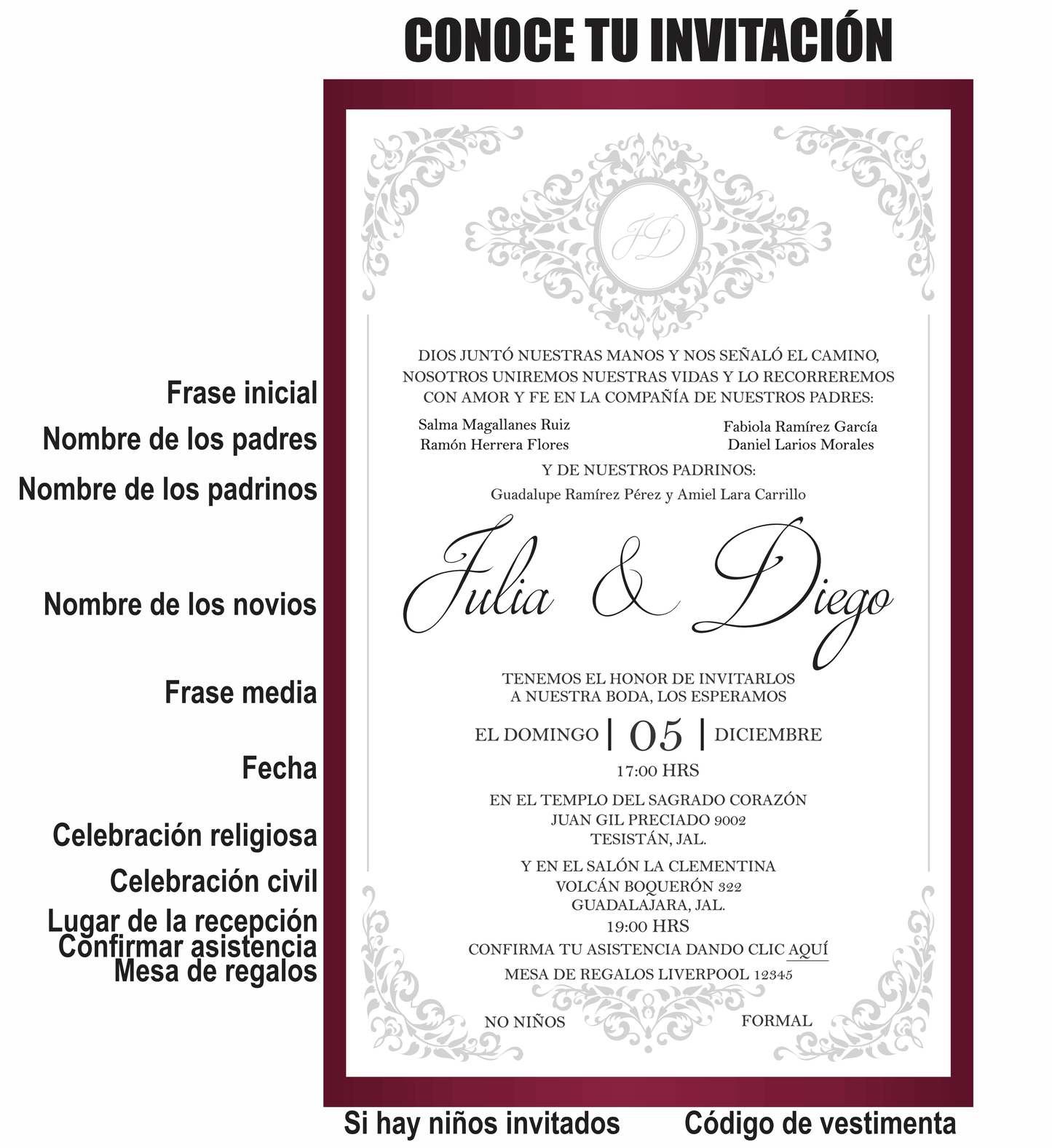 Invitación Mod . 3 Marco Tinto | Festiboda