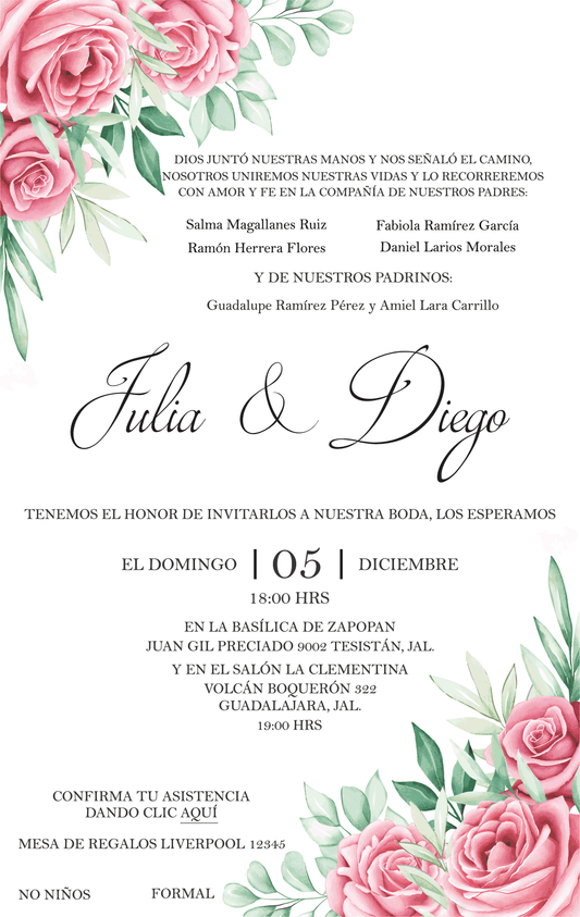 Invitación Mod . 4 Rosas | Festiboda
