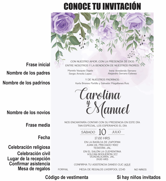 Invitación Mod . 9 Rosa Colgante | Festiboda