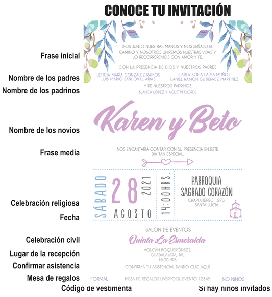 Invitación Mod . 2 Lilas | Festiboda