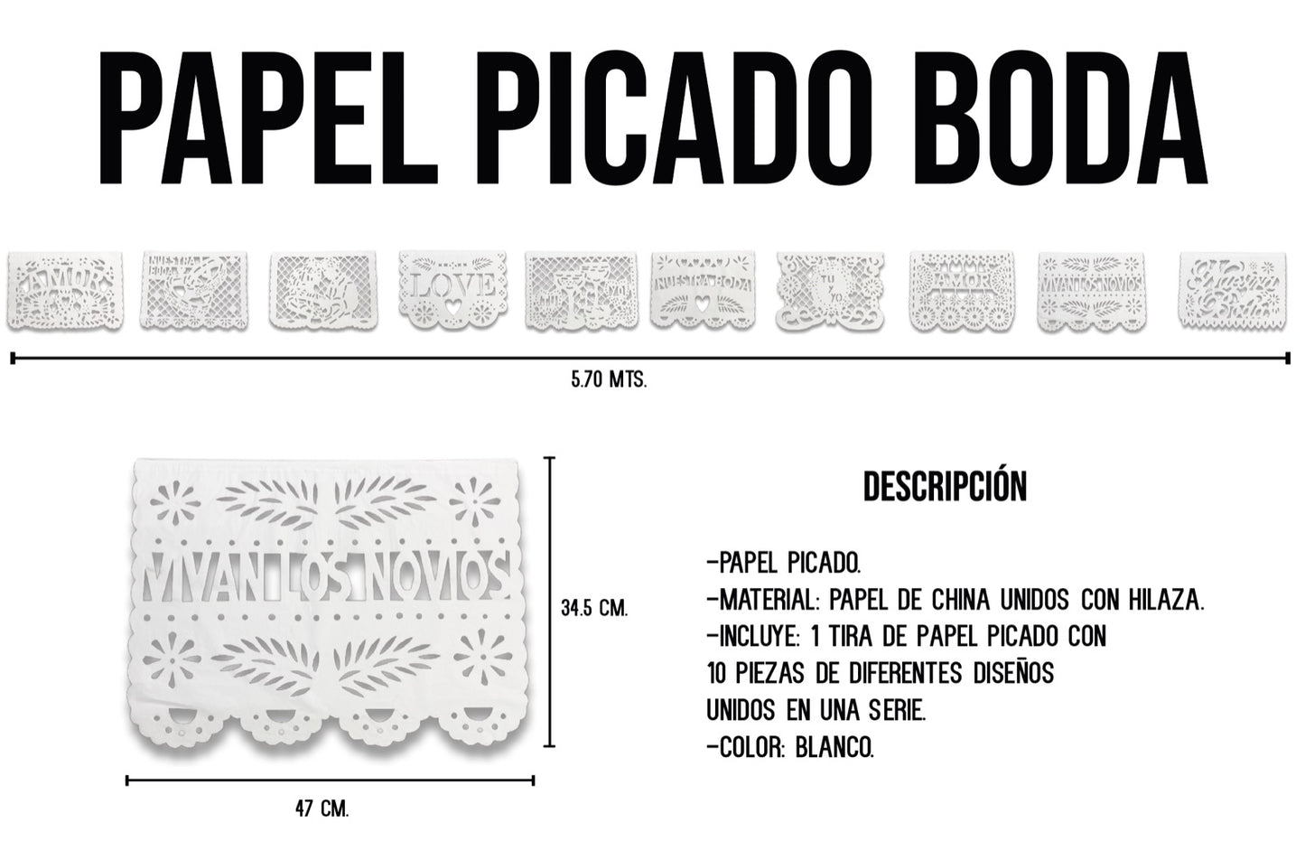 PAPEL PICADO BLANCO | Festiboda