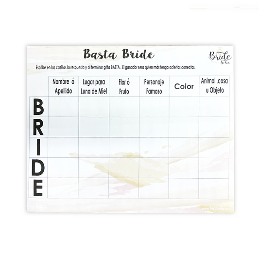 Juego de Papel Despedida BASTA BRIDE | Festiboda