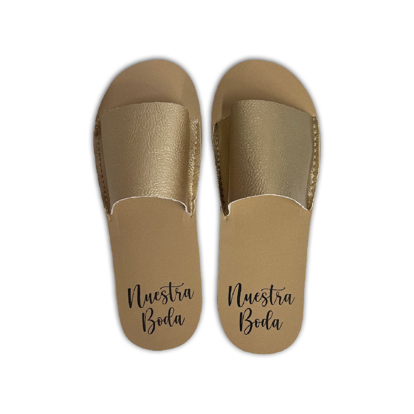 Chancleta  para Boda Oro --Nuestra Boda-- ( Tinta: Negra ) 💍