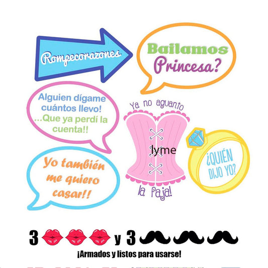 Paquete # 3  con 12 Letreros Selfie para Boda