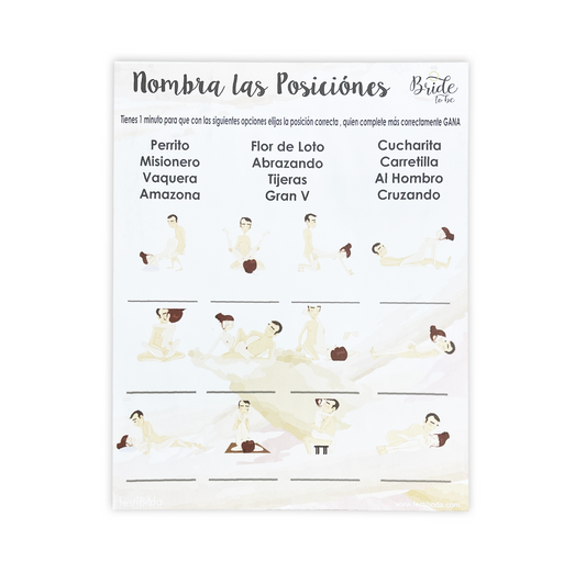 Juego de Papel Despedida NOMBRA LAS POCISIÓNES | Festiboda