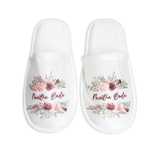 Pantufla para Boda Mod 193 Salida Flores Rosa -- NUESTRA BODA --(