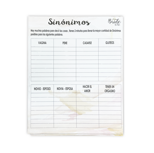 Juego de Papel Despedida SINÓNIMOS | Festiboda
