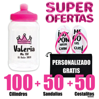 100 Cilindros  + 50 Sandalias para XV 🔥 Paquete Personalizado 🔥
