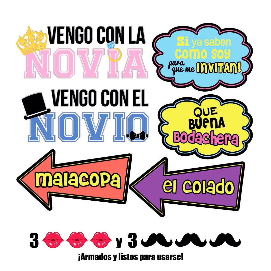 Paquete # 1 con 12 Letreros Selfie para Boda