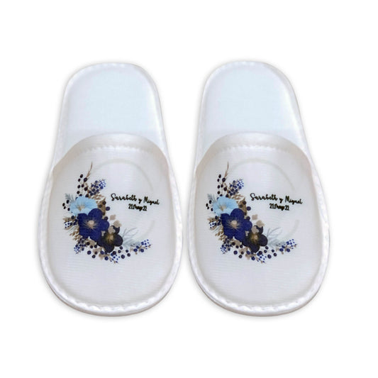 Pantufla Full Color Mod 179 Flores azules | Festiboda