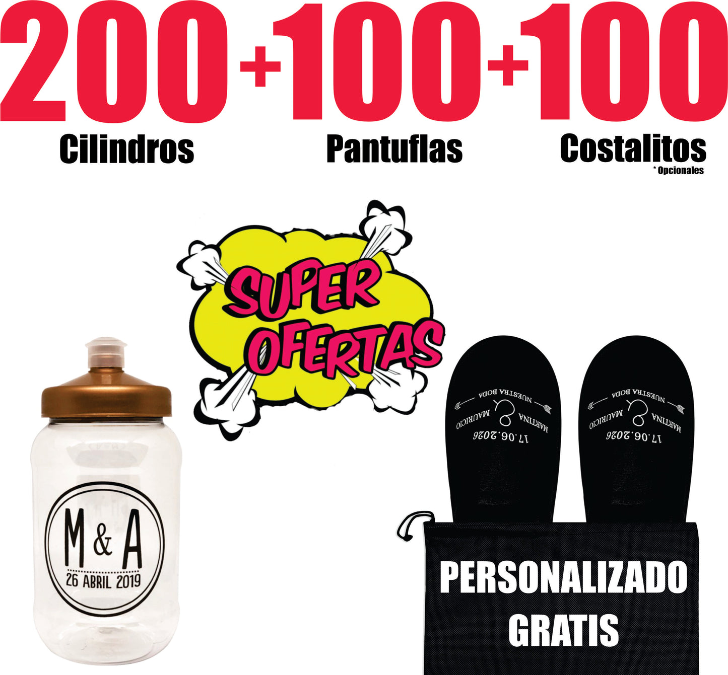 200 Cilindros  + 100 Pantuflas 🔥 Paquete Personalizado 🔥