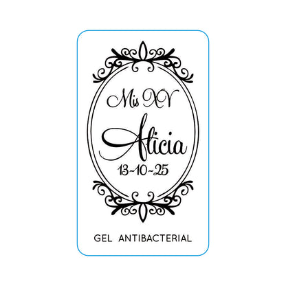 Gel Antibacterial ó Crema para XV Años Personalizado Mod. 52 Espe