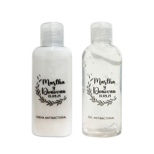Gel Antibacterial ó Crema para Boda Personalizado – Mod. 50 Vuelv