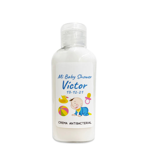 Gel Antibacterial ó Crema para Fiesta Baby Shower Bautizo Perzona