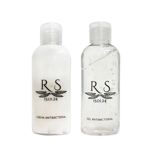 Gel Antibacterial ó Crema para Boda Personalizado – 60 Iniciales
