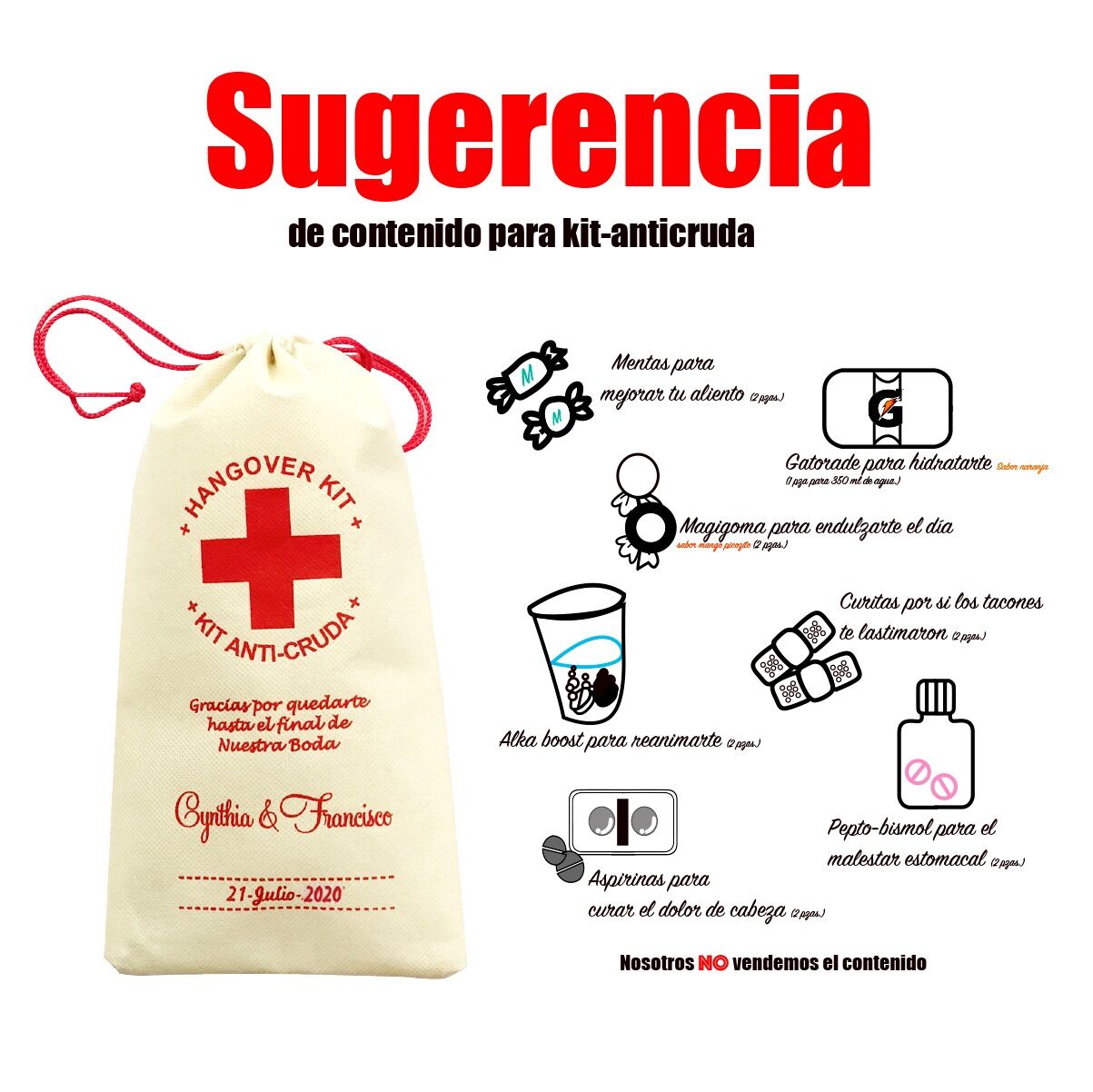 Costalito para Kit Anticruda para XV Años mod. 14 La Cruda XV 🎁