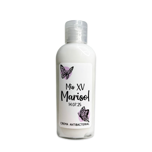 Gel Antibacterial ó Crema para XV Años Personalizado Mod. 53 Quee