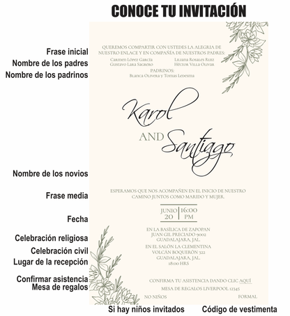 Invitación Mod . 20 Hojitas | Festiboda