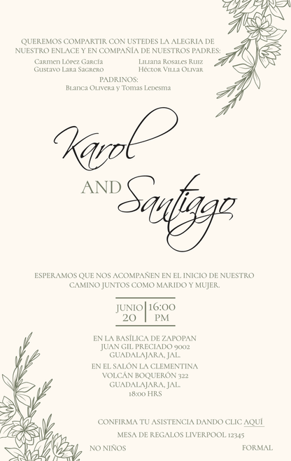 Invitación Mod . 20 Hojitas | Festiboda
