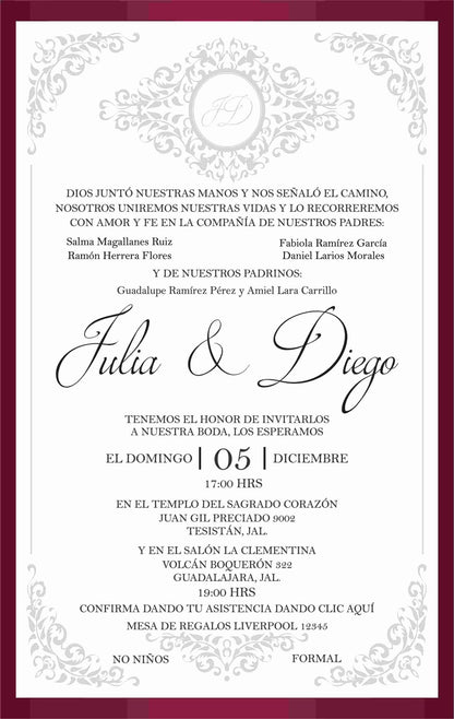 Invitación Mod . 3 Marco Tinto | Festiboda