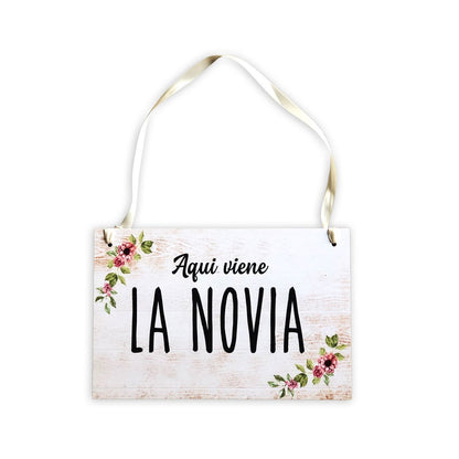 Letrero para Paje  Mod.1 Aqui Viene La Novia