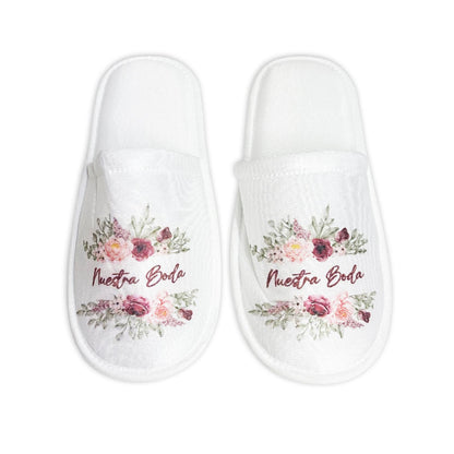 Pantufla Mod 193 Salida Flores Rosa NUESTRA BODA ( Tela : Blanca