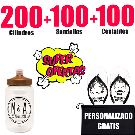 200 Cilindros + 100 Sandalias + 100 Costalitos  Paquete Personalizado