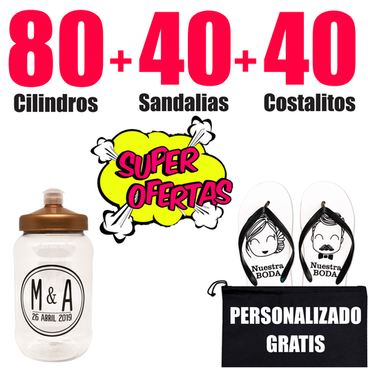 Paquete 80 Cilindros Paquete Personalizado + 40 Sandalias + 40 Costalitos Personalizado