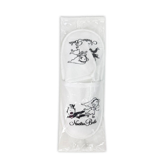 Pantufla Mod 107 Huyendo ( Tela : Blanca Tinta : Negra ) Nuestra