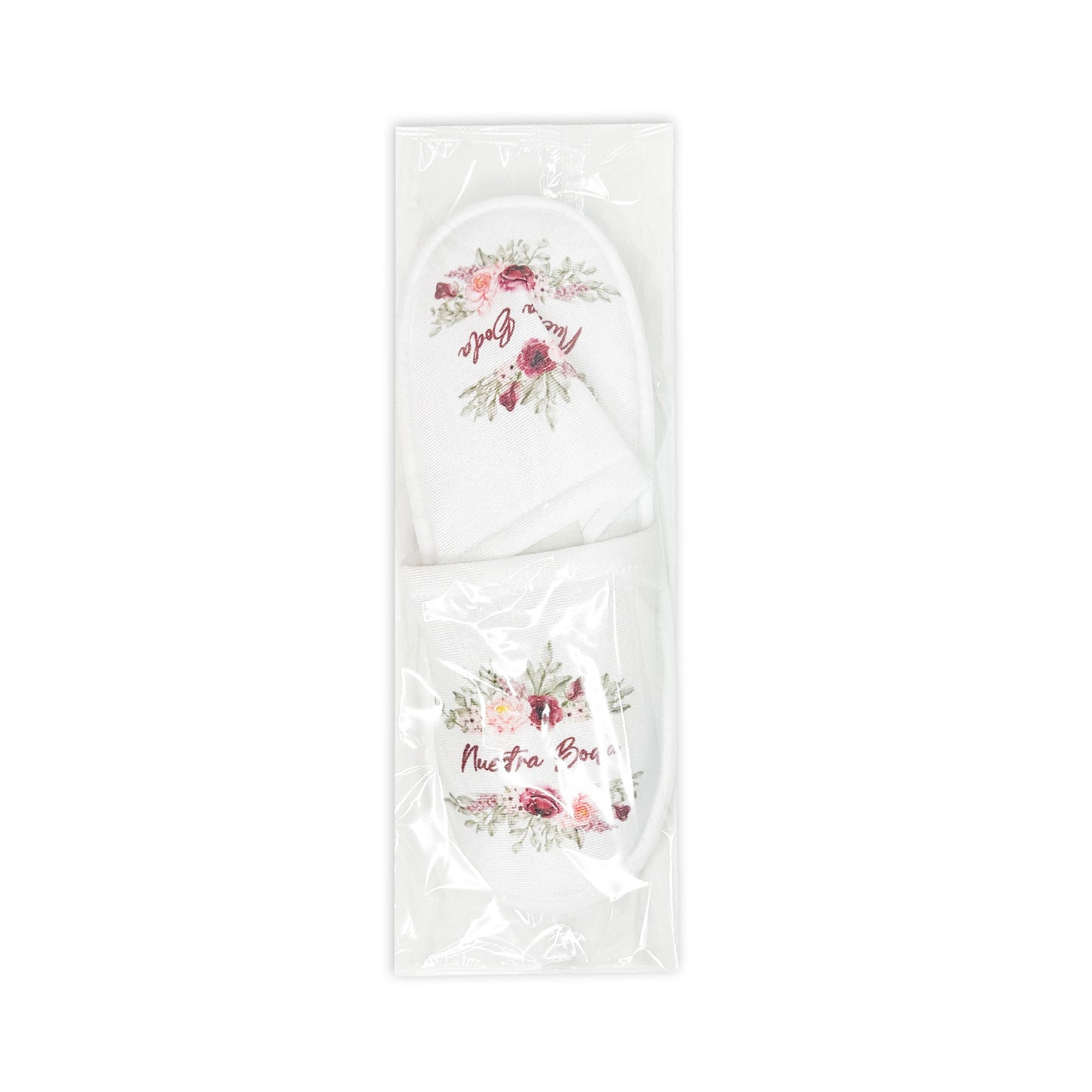 Pantufla Mod 193 Salida Flores Rosa NUESTRA BODA ( Tela : Blanca