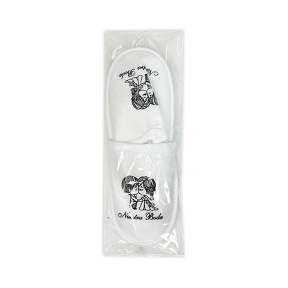 Pantufla Mod 31 Enamorados ( Tela : Blanca Tinta : Negra ) Nuestr