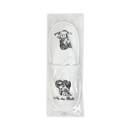 Pantufla Mod 31 Enamorados ( Tela : Blanca Tinta : Negra ) Nuestr