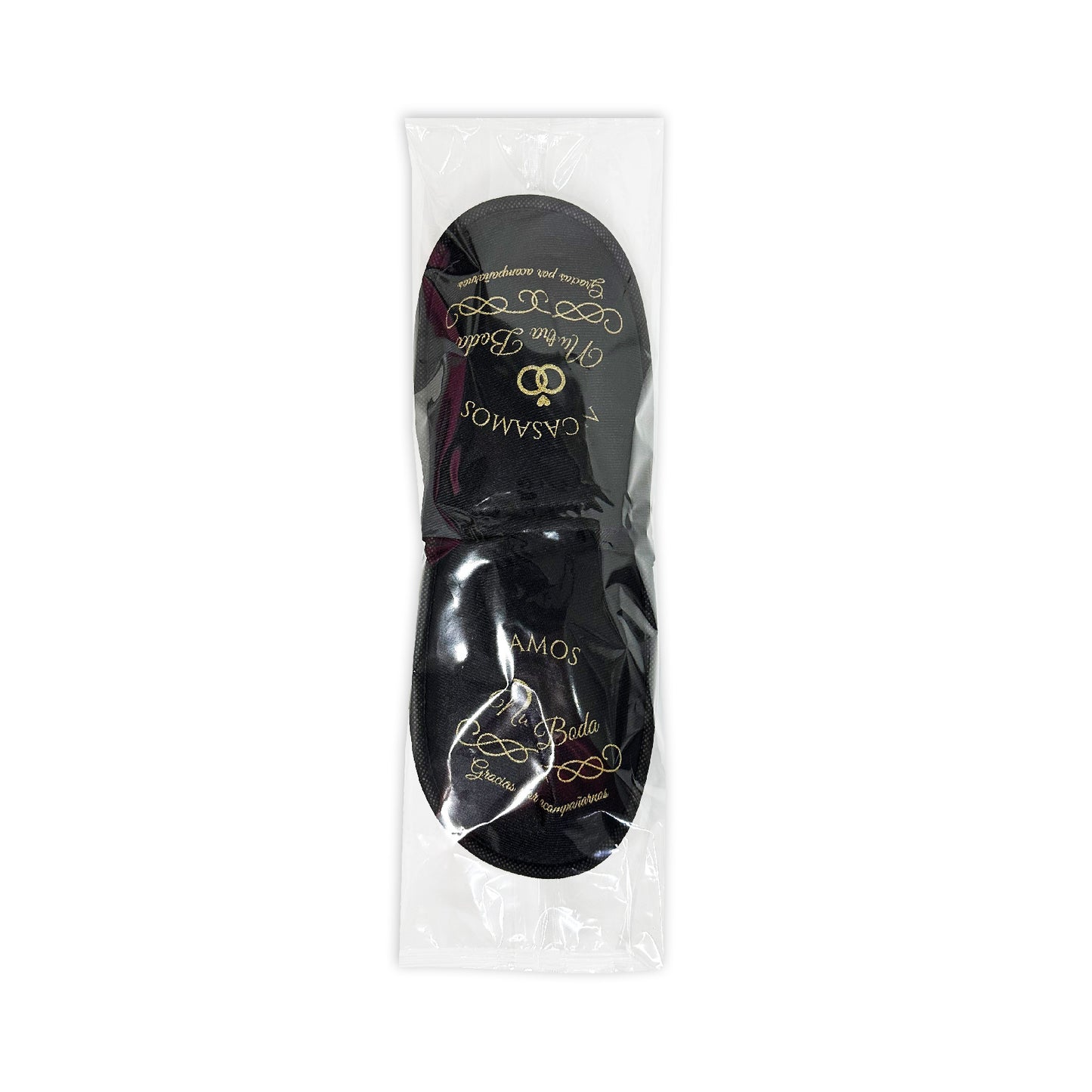 Pantufla  para Boda Mod 38 Nos Casamos ( Tela : Negra Tinta : Oro
